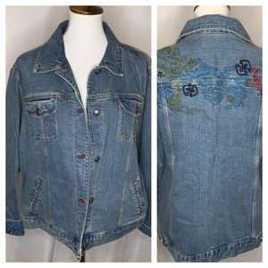 Chico's Embroidered Denim Jacket, Size XL
